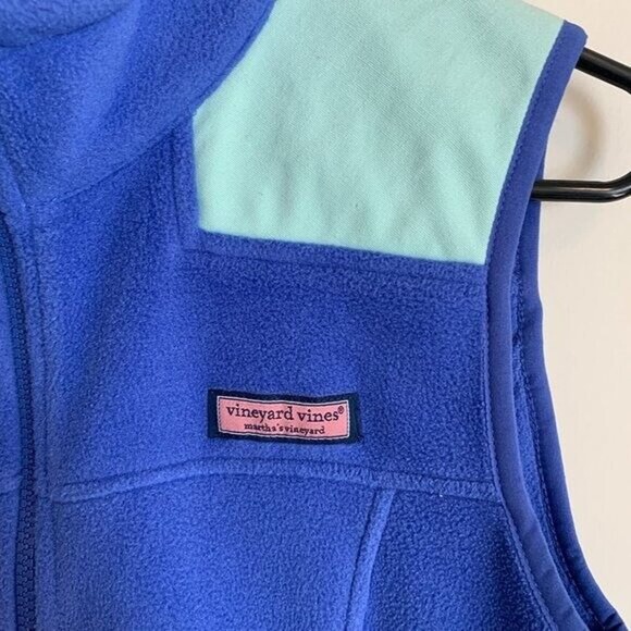 Vineyard Vines Womens Size XS Fleece Vest Colorblock Blue Teal Logo Lightweight - Picture 4 of 8